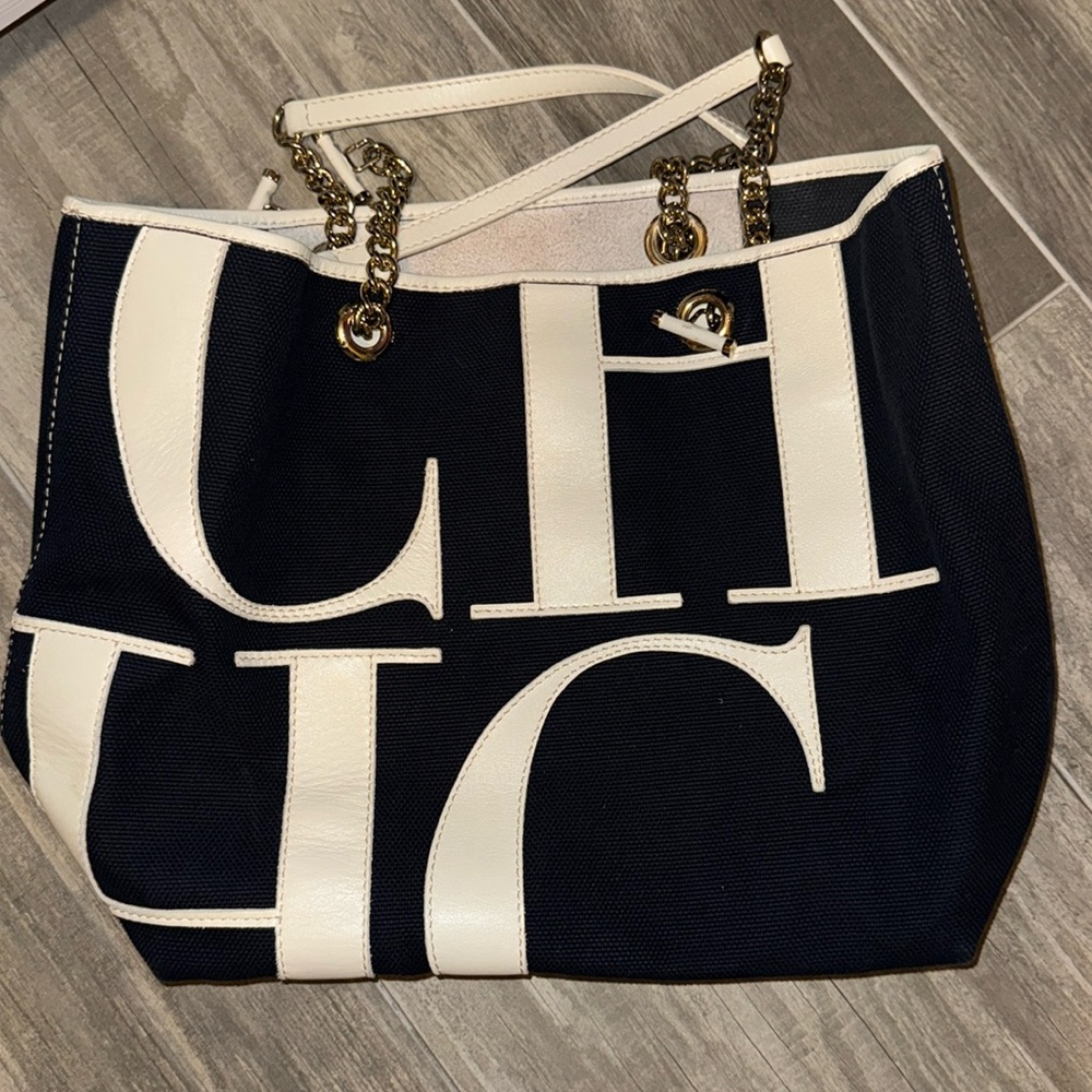Carolina Herrera Blue and White Bag